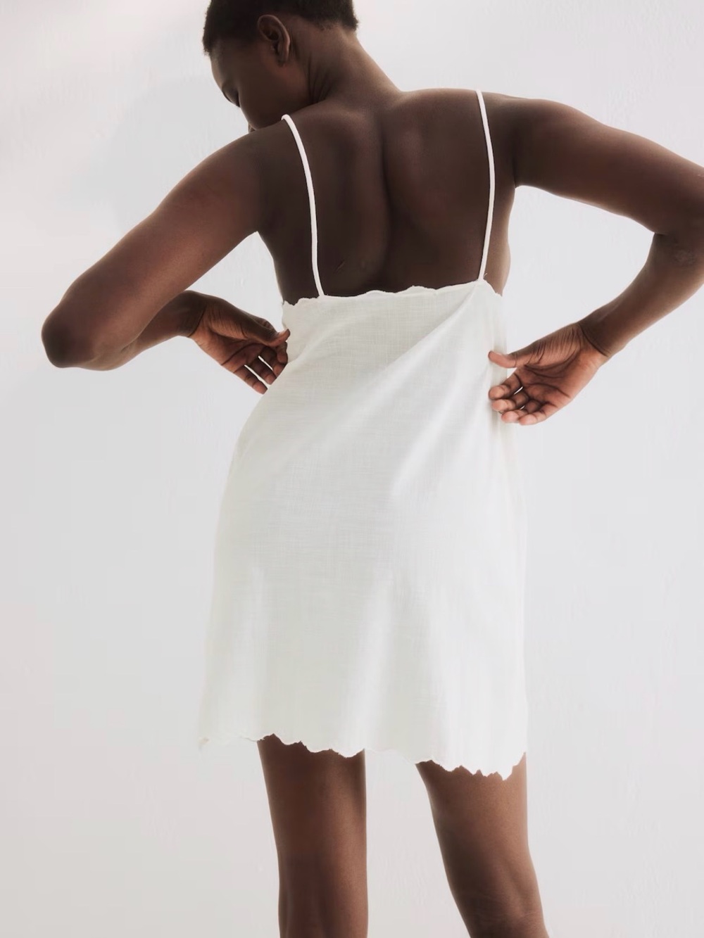 NWT H&M White Eyelet Scallop-Hem Minidress - Picture 3 of 5